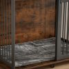 Furniture type dog cage iron frame door with cabinet, top can be opened and closed. Rustic Brown, 43.7'' W x 29.9'' D x 42.2'' H